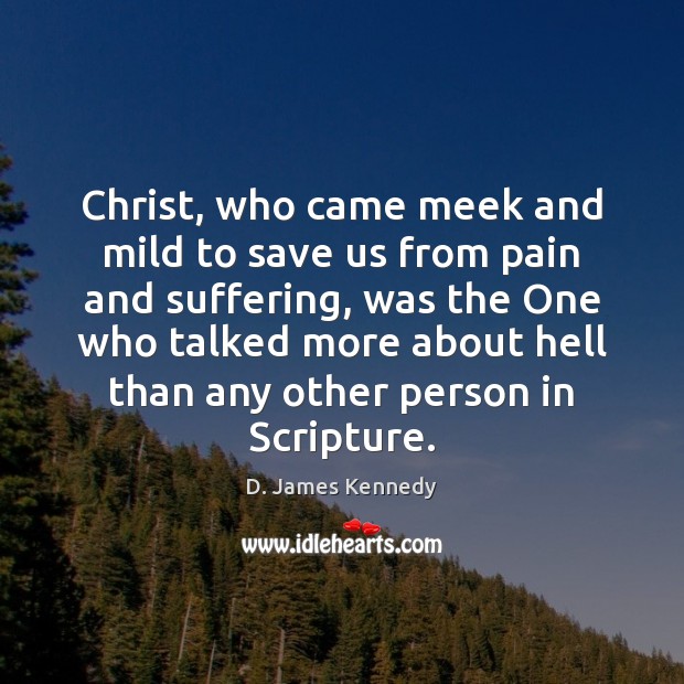 Christ, who came meek and mild to save us from pain and D. James Kennedy Picture Quote