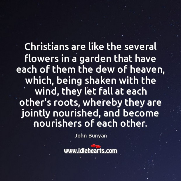 Christians are like the several flowers in a garden that have each John Bunyan Picture Quote