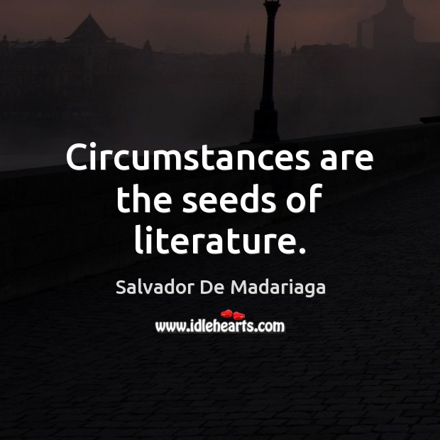 Circumstances are the seeds of literature. Salvador De Madariaga Picture Quote