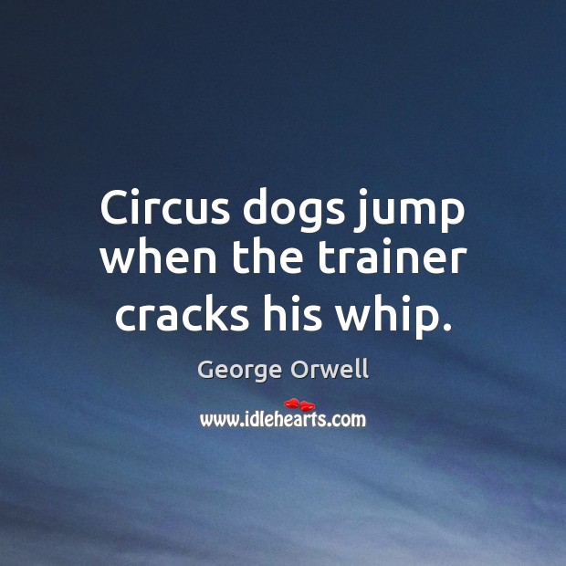 Circus dogs jump when the trainer cracks his whip. George Orwell Picture Quote