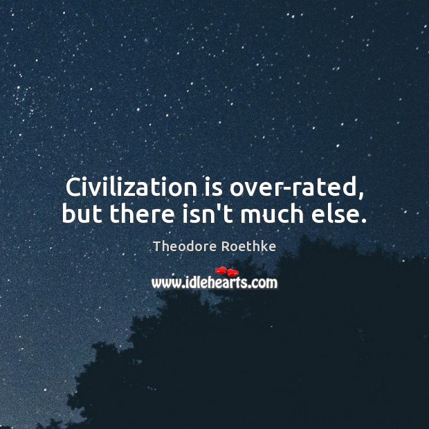 Civilization is over-rated, but there isn’t much else. Theodore Roethke Picture Quote