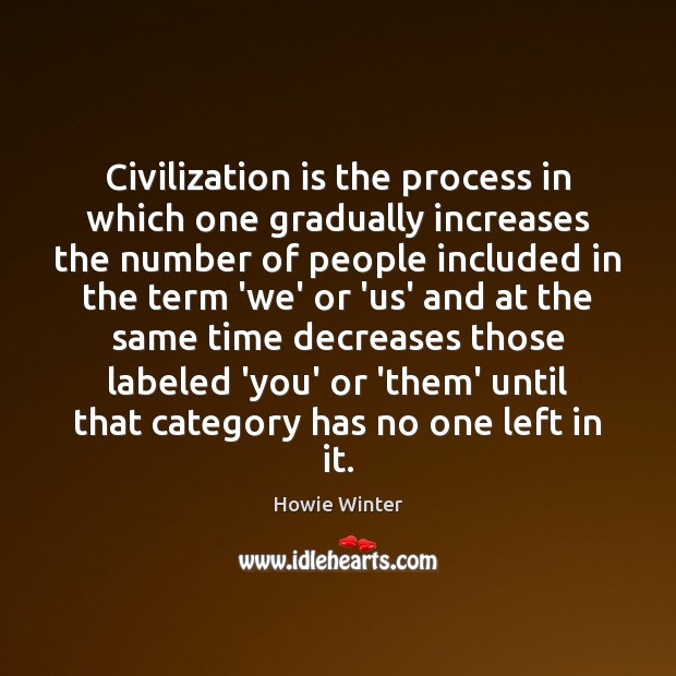 Civilization is the process in which one gradually increases the number of Howie Winter Picture Quote