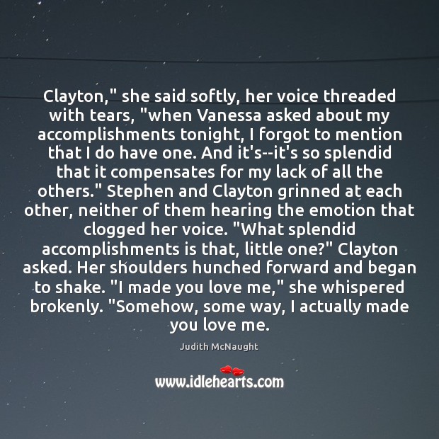 Clayton,” she said softly, her voice threaded with tears, “when Vanessa asked Image