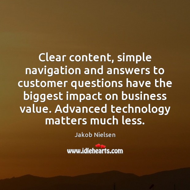 Clear content, simple navigation and answers to customer questions have the biggest Jakob Nielsen Picture Quote