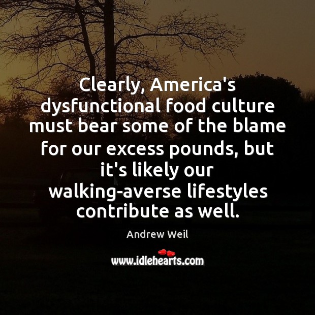 Clearly, America’s dysfunctional food culture must bear some of the blame for Andrew Weil Picture Quote