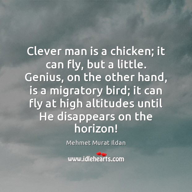 Clever man is a chicken; it can fly, but a little. Genius, Image