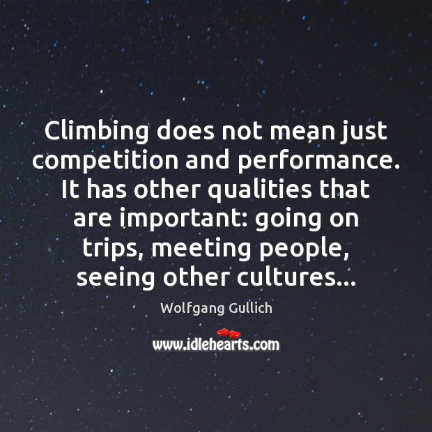 Climbing does not mean just competition and performance. It has other qualities Wolfgang Gullich Picture Quote