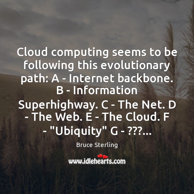 Cloud computing seems to be following this evolutionary path: A – Internet Image