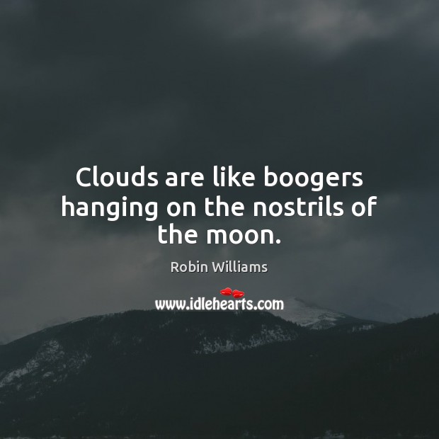 Clouds are like boogers hanging on the nostrils of the moon. Robin Williams Picture Quote