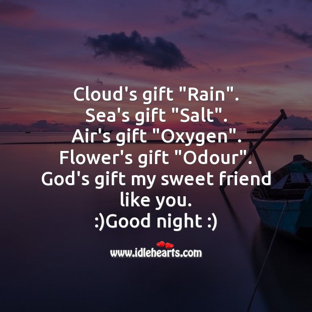 Cloud’s gift “rain”. Good Night Quotes Image
