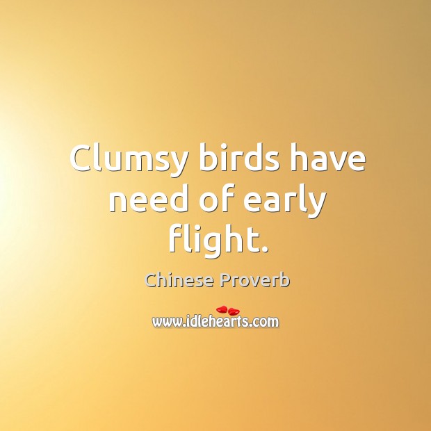 Clumsy birds have need of early flight. Image