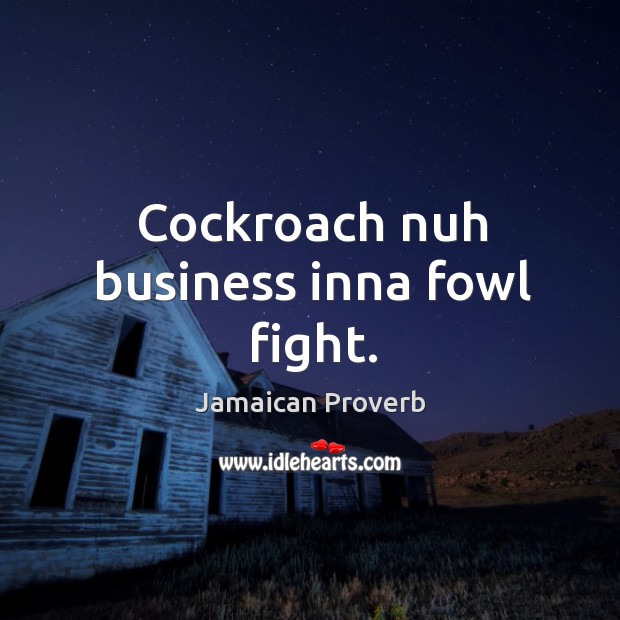 Cockroach nuh business inna fowl fight. Jamaican Proverbs Image