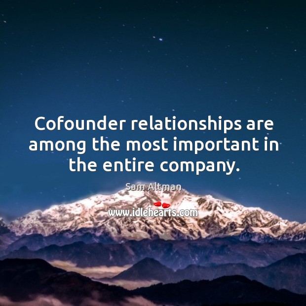 Cofounder relationships are among the most important in the entire company. Sam Altman Picture Quote