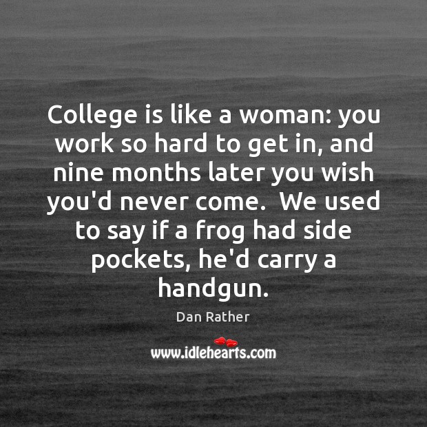 College is like a woman: you work so hard to get in, College Quotes Image