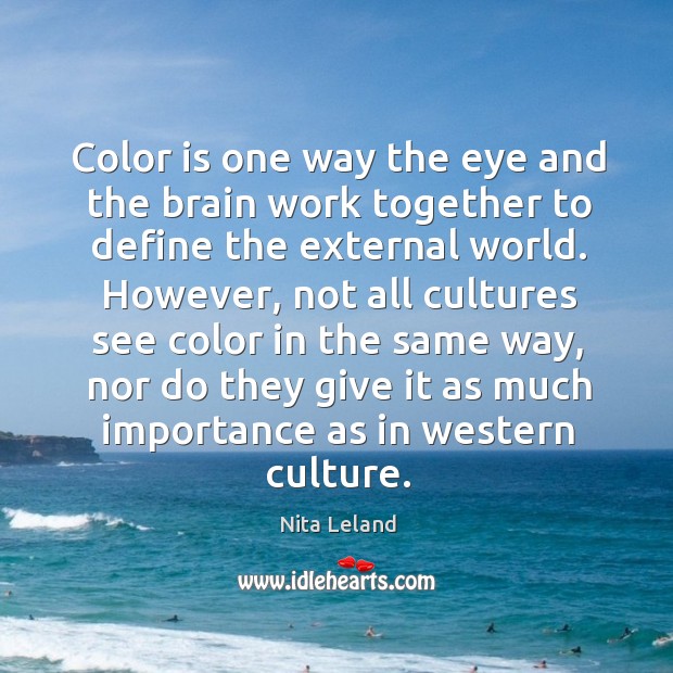 Color is one way the eye and the brain work together to Nita Leland Picture Quote