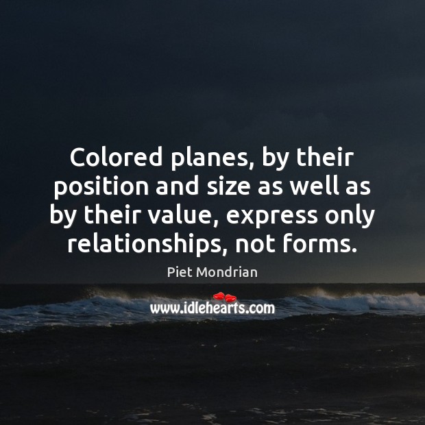 Colored planes, by their position and size as well as by their Piet Mondrian Picture Quote