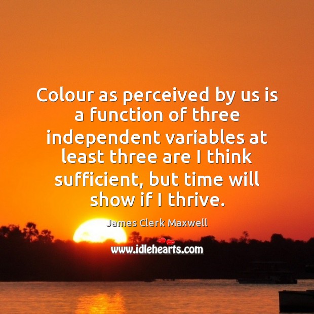 Colour as perceived by us is a function of three independent variables James Clerk Maxwell Picture Quote