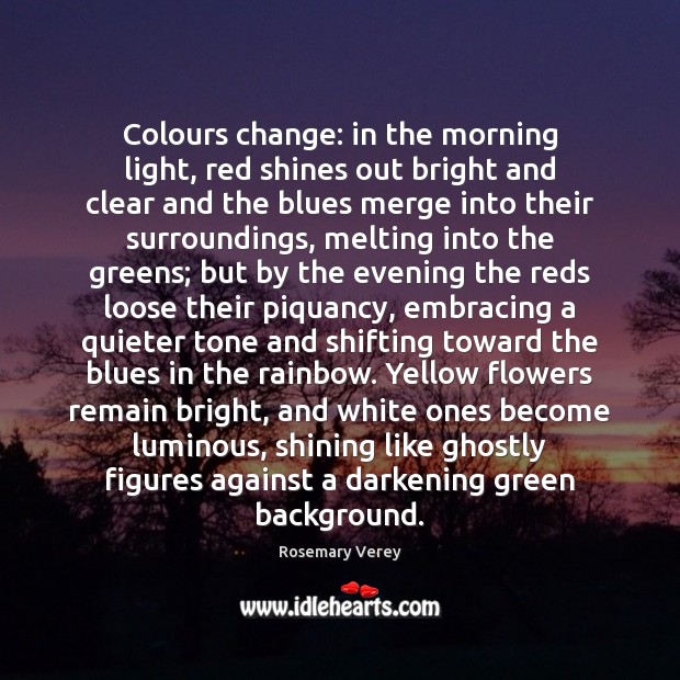 Colours change: in the morning light, red shines out bright and clear 