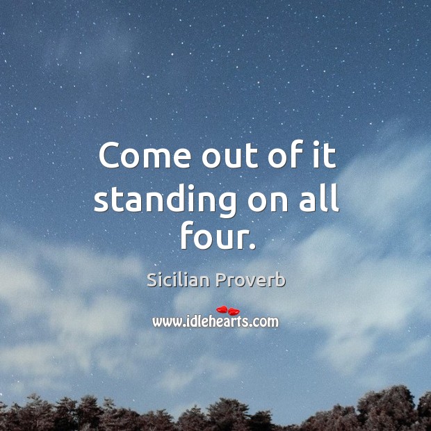 Come out of it standing on all four. Sicilian Proverbs Image