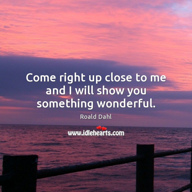 Come right up close to me and I will show you something wonderful. Roald Dahl Picture Quote