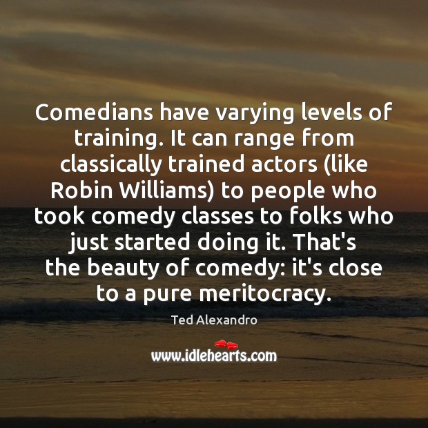 Comedians have varying levels of training. It can range from classically trained Ted Alexandro Picture Quote