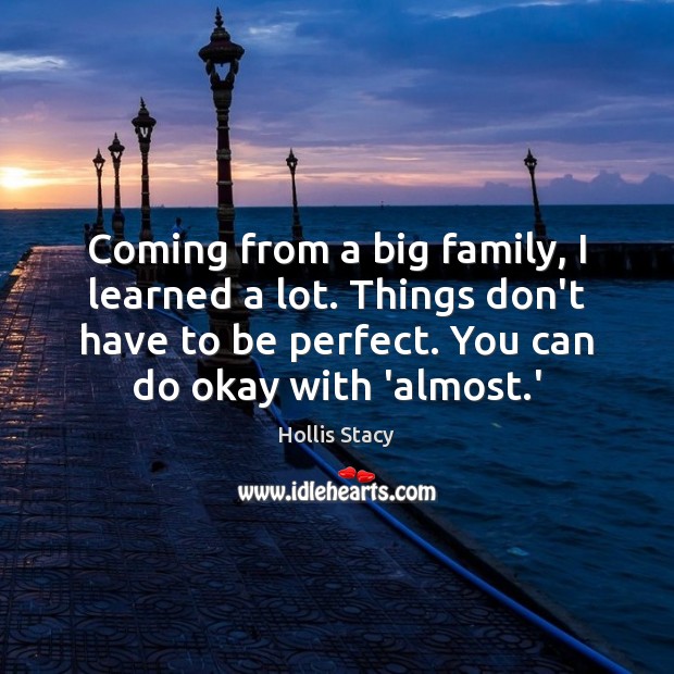 Coming from a big family, I learned a lot. Things don’t have Hollis Stacy Picture Quote
