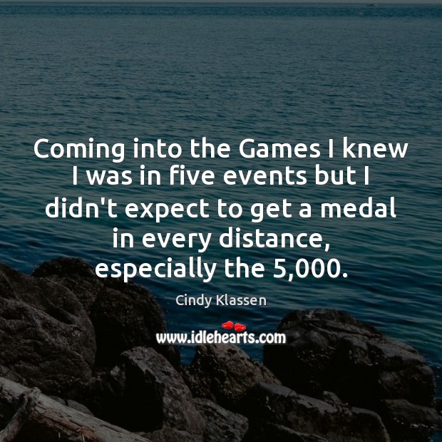 Coming into the Games I knew I was in five events but Cindy Klassen Picture Quote