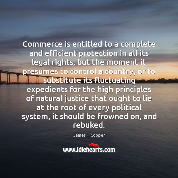 Commerce is entitled to a complete and efficient protection in all its James F. Cooper Picture Quote