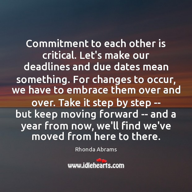 Commitment to each other is critical. Let’s make our deadlines and due Rhonda Abrams Picture Quote