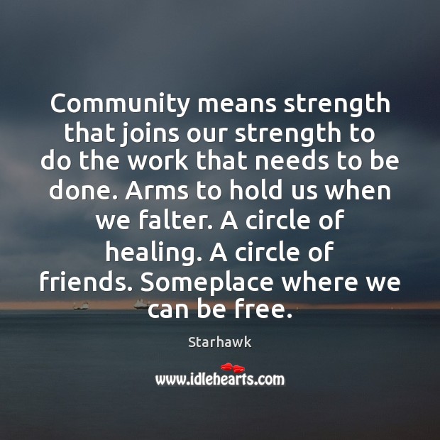 Community means strength that joins our strength to do the work that Starhawk Picture Quote