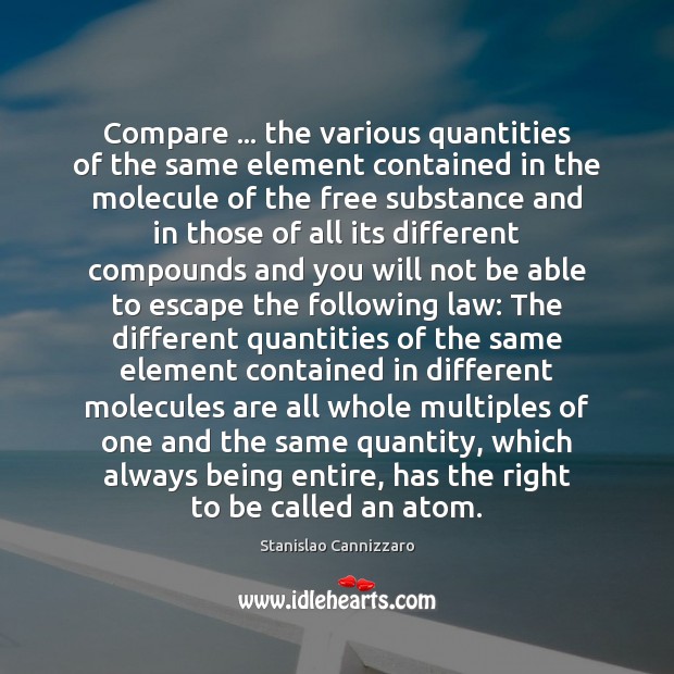 Compare … the various quantities of the same element contained in the molecule Compare Quotes Image