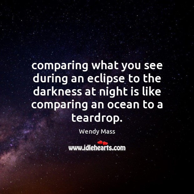 Comparing what you see during an eclipse to the darkness at night Wendy Mass Picture Quote