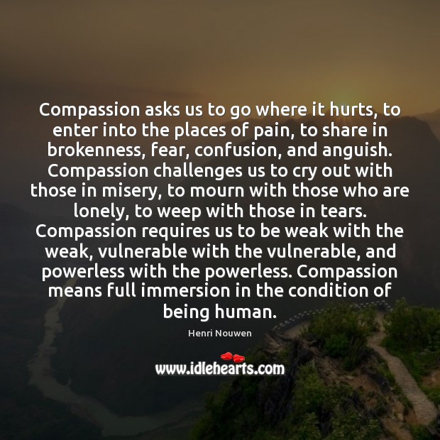 Compassion asks us to go where it hurts, to enter into the Image