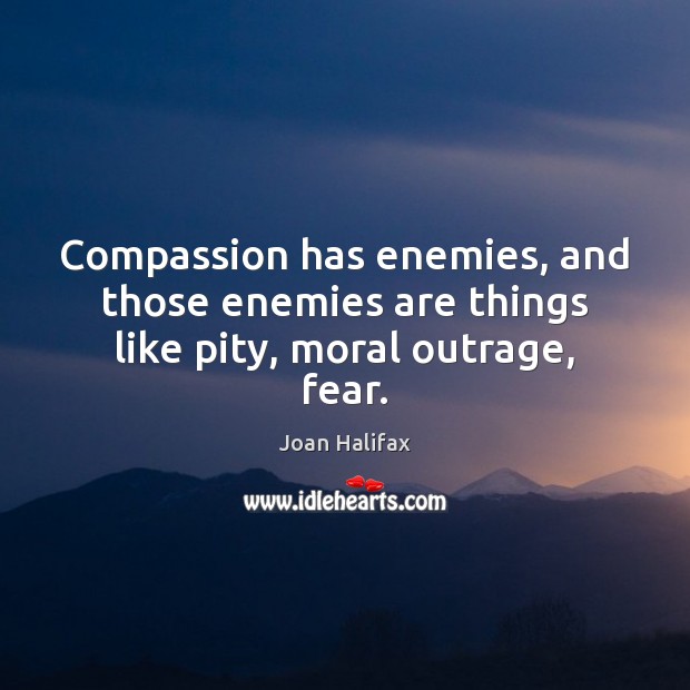Compassion has enemies, and those enemies are things like pity, moral outrage, fear. Joan Halifax Picture Quote