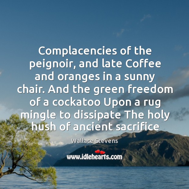 Complacencies of the peignoir, and late Coffee and oranges in a sunny Wallace Stevens Picture Quote