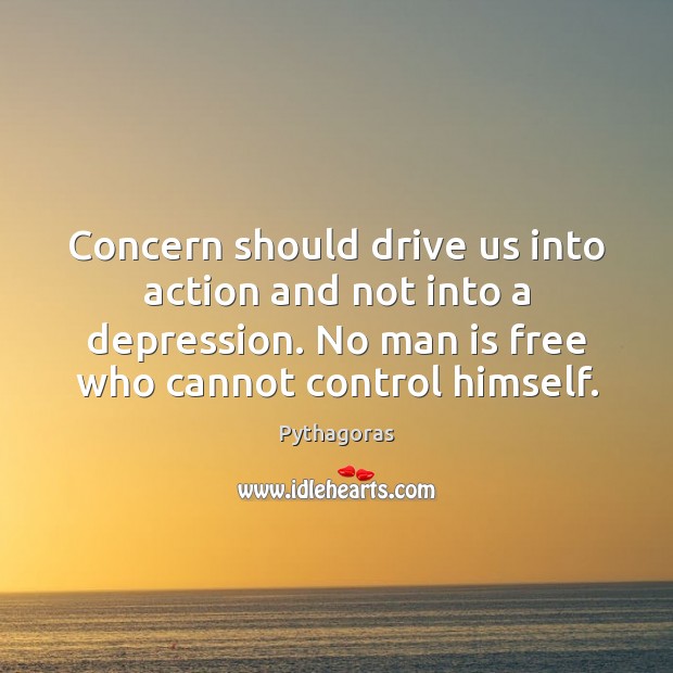 Concern should drive us into action and not into a depression. No Pythagoras Picture Quote