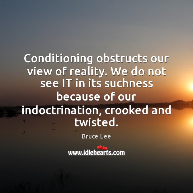 Conditioning obstructs our view of reality. We do not see IT in Bruce Lee Picture Quote