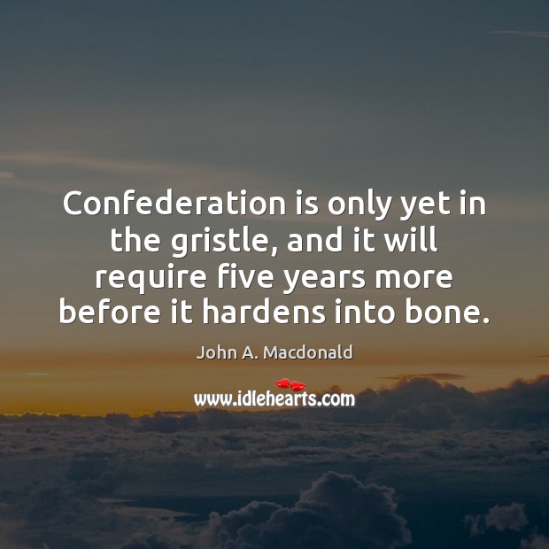 Confederation is only yet in the gristle, and it will require five John A. Macdonald Picture Quote