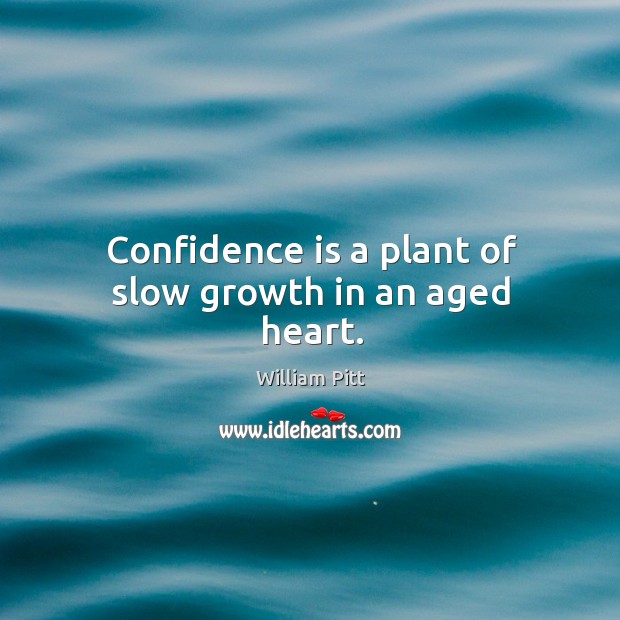Confidence is a plant of slow growth in an aged heart. William Pitt Picture Quote