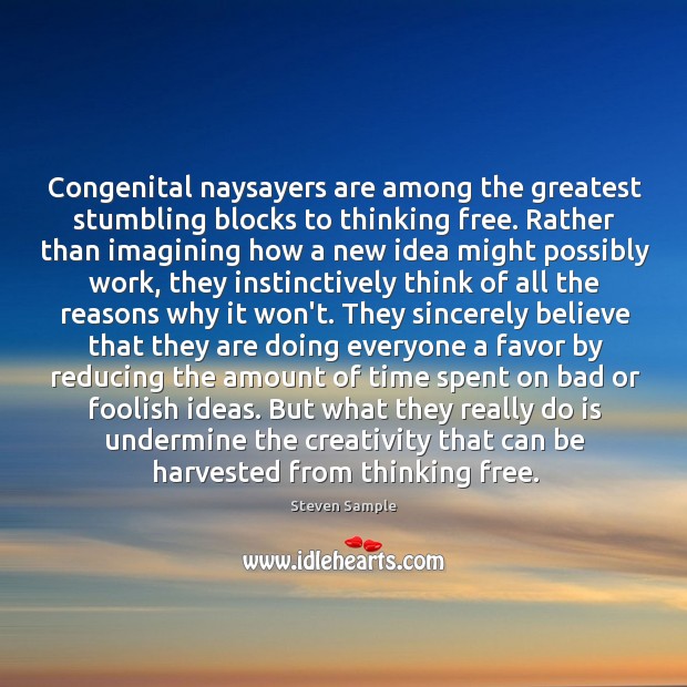 Congenital naysayers are among the greatest stumbling blocks to thinking free. Rather Image