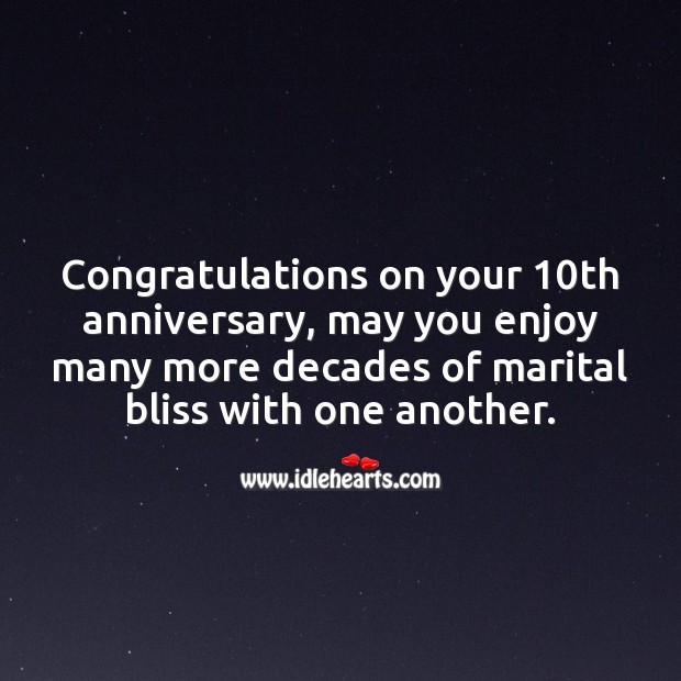 Congratulations on your 10th anniversary. 10th Wedding Anniversary Messages Image
