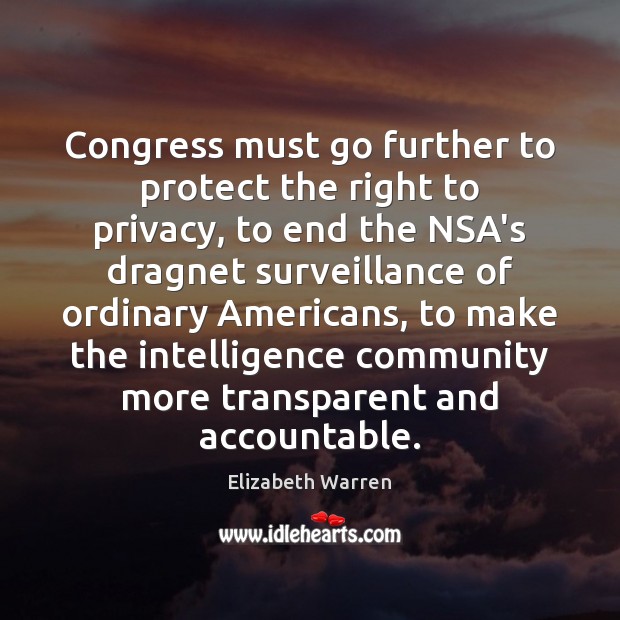 Congress must go further to protect the right to privacy, to end Elizabeth Warren Picture Quote