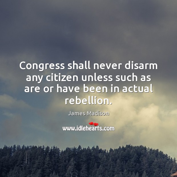Congress shall never disarm any citizen unless such as are or have James Madison Picture Quote
