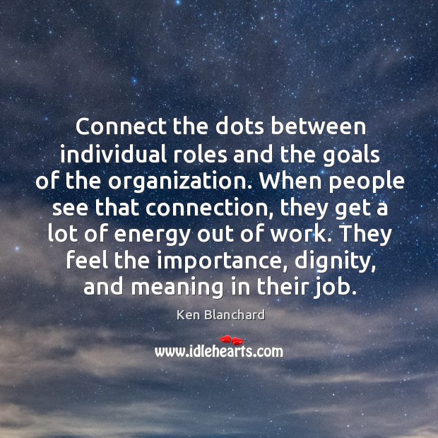 Connect the dots between individual roles and the goals of the organization. Ken Blanchard Picture Quote