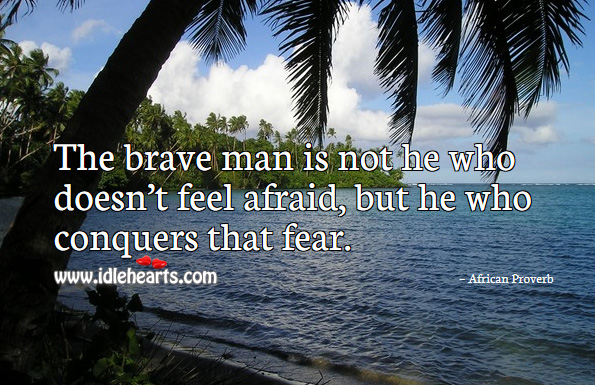 The brave man is not he who doesn’t feel afraid, but he who conquers that fear. Image