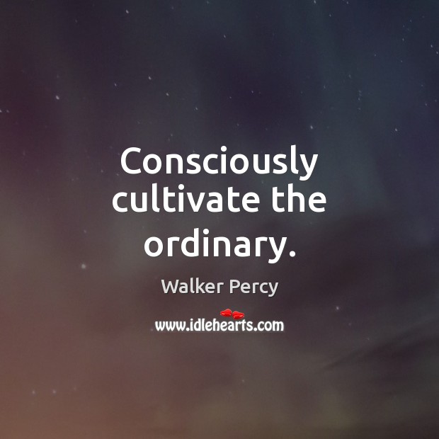 Consciously cultivate the ordinary. Walker Percy Picture Quote