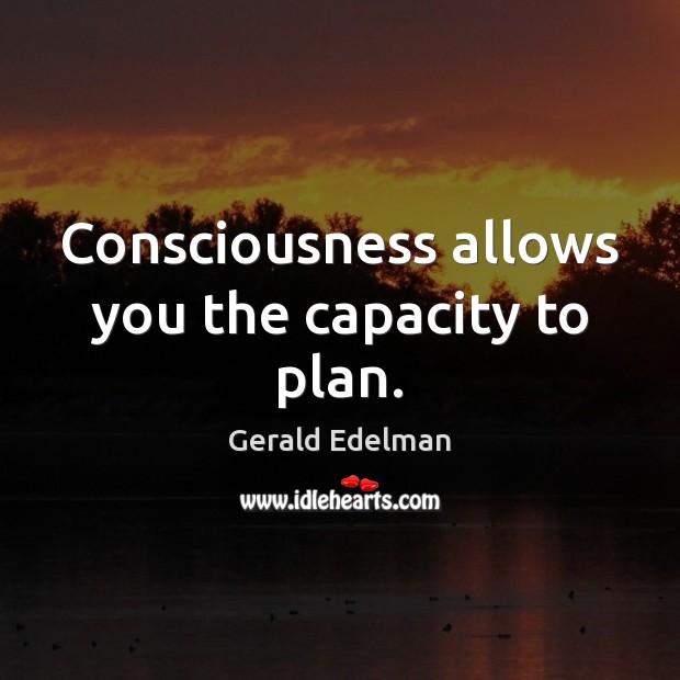 Consciousness allows you the capacity to plan. Gerald Edelman Picture Quote
