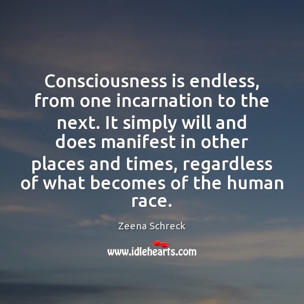 Consciousness is endless, from one incarnation to the next. It simply will Zeena Schreck Picture Quote