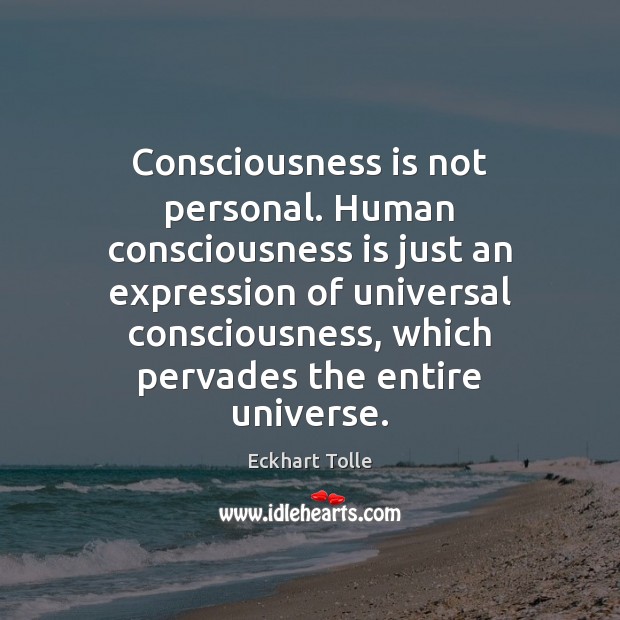 Consciousness is not personal. Human consciousness is just an expression of universal Eckhart Tolle Picture Quote