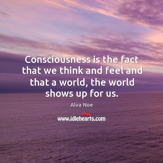 Consciousness is the fact that we think and feel and that a Alva Noe Picture Quote